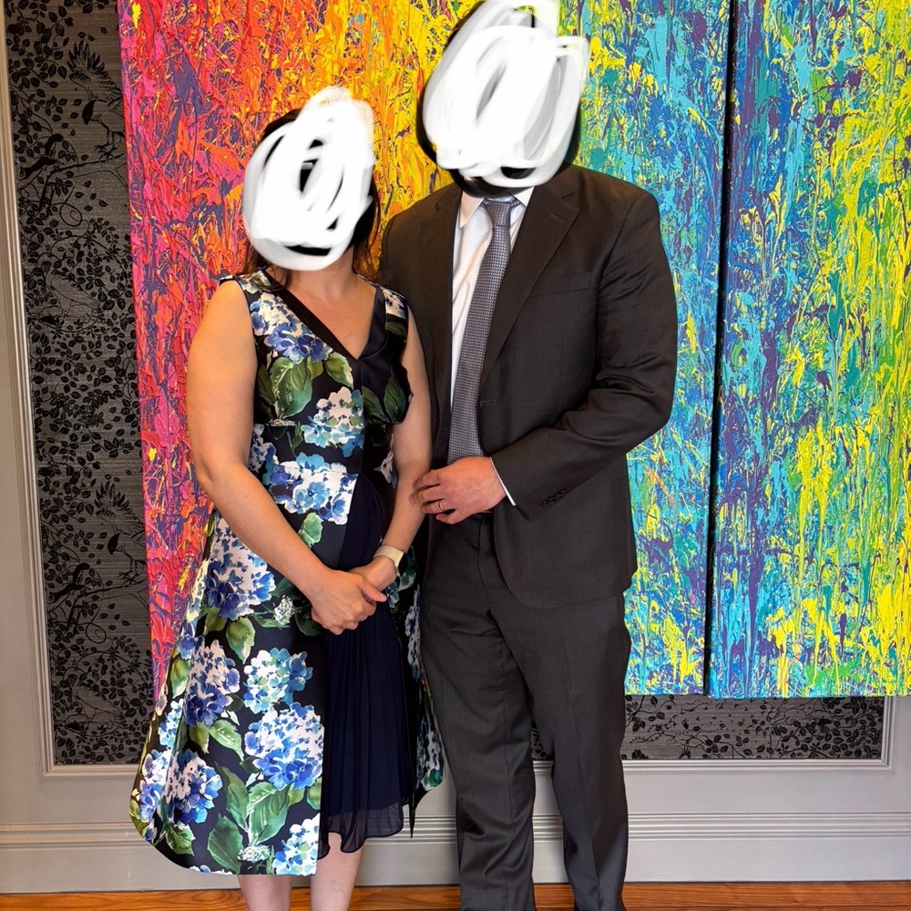 Floral Sleeveless Dress with Blue and Green Accents